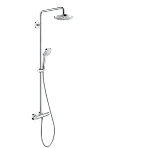 Hansgrohe Croma Select E - Sprchový set Showerpipe 180 s termostatem, 2 proudy, EcoSmart 9 l/min, bílá/chrom 27257400