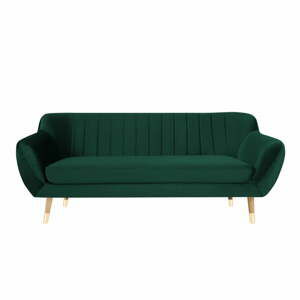 Tmavě zelená sametová pohovka Mazzini Sofas Benito, 188 cm