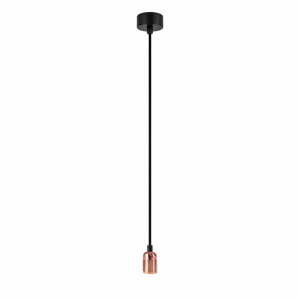 Černé zásvěsné svítidlo bez stínidla s objímkou v měděné barvě Bulb Attack Uno