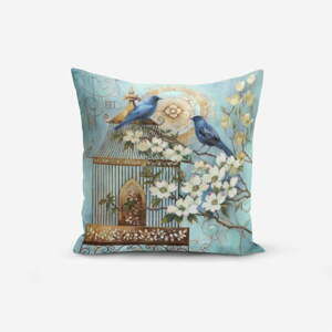 Povlak na polštář s příměsí bavlny Minimalist Cushion Covers Blue Bird, 45 x 45 cm