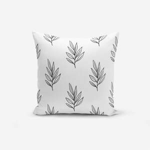 Povlak na polštář s příměsí bavlny Minimalist Cushion Covers White Leaf, 45 x 45 cm