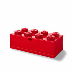 Červený stolní box se zásuvkou LEGO®, 31 x 16 cm