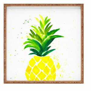 Dřevěný dekorativní servírovací tác Ananas, 40 x 40 cm