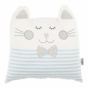 Modrý dětský polštářek s příměsí bavlny Mike & Co. NEW YORK Pillow Toy Big Cat, 29 x 29 cm