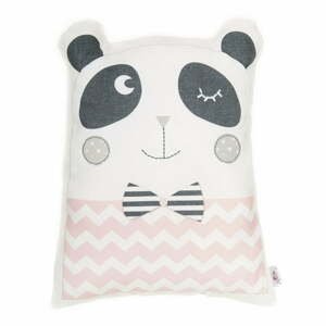 Růžový dětský polštářek s příměsí bavlny Mike & Co. NEW YORK Pillow Toy Panda, 25 x 36 cm