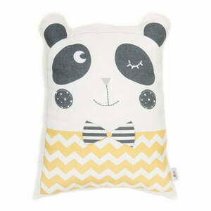 Žlutý dětský polštářek s příměsí bavlny Mike & Co. NEW YORK Pillow Toy Panda, 25 x 36 cm