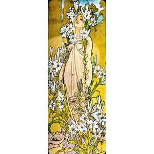 Reprodukce obrazu Alfons Mucha - The Flowers Lily, 30 x 80 cm