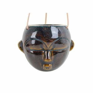 Tmavě hnědý závěsný květináč PT LIVING Mask, výška 15,2 cm