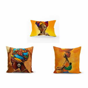 Sada 3 povlaků na polštáře Minimalist Cushion Covers African Culture, 45 x 45 cm