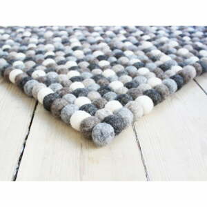 Šedo-bílý kuličkový vlněný koberec Wooldot Ball Rugs, 120 x 180 cm