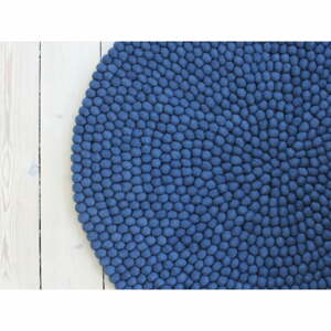 Modrý kuličkový vlněný koberec Wooldot Ball Rugs, ⌀ 90 cm