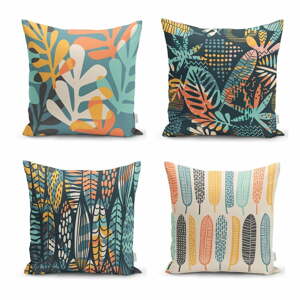 Sada 4 povlaků na polštáře Minimalist Cushion Covers Colorful Leaves, 43 x 43 cm