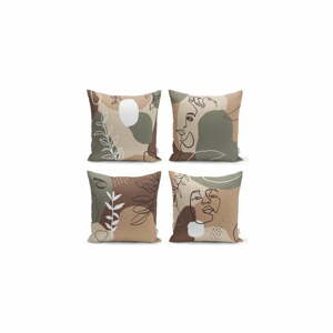 Sada 4 povlaků na polštáře Minimalist Cushion Covers Drawing Face, 43 x 43 cm