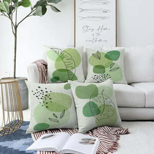 Sada 4 povlaků na polštáře Minimalist Cushion Covers Zamioculus, 55 x 55 cm