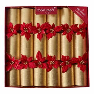 Vánoční crackery v sadě 6 ks Glitter Poinsettia - Robin Reed