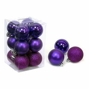 Sada 12 fialových vánočních ozdob Casa Selección Navidad, ø 4 cm
