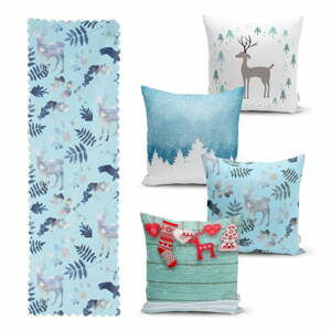 Sada 4 vánočních povlaků na polštář a běhounu na stůl Minimalist Cushion Covers Winter Wonderland