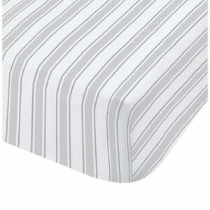 Šedo-bílé bavlněné prostěradlo Bianca Check and Stripe, 90 x 190 cm