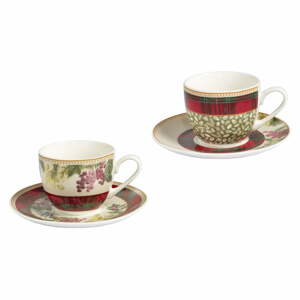 Sada 2 porcelánových šálků s podšálky Brandani Sottobosco Porcelain