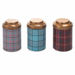 Sada 3 kovových úložných dóz Villa d'Este Xmas Tartan, ø 10 cm