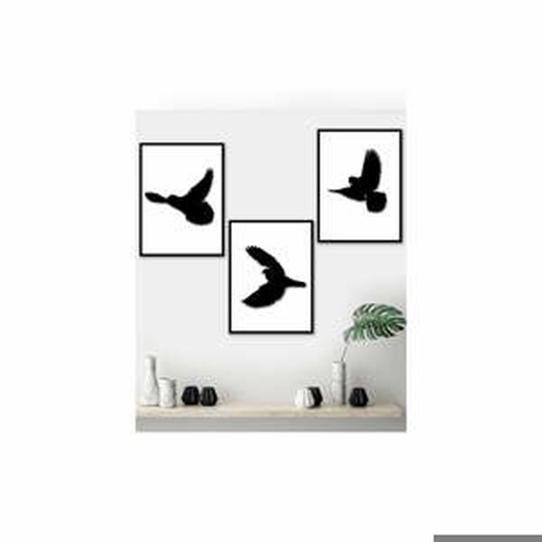 Sada 3 obrazů v černém rámu Kate Louise Birds, 15 x 20 cm