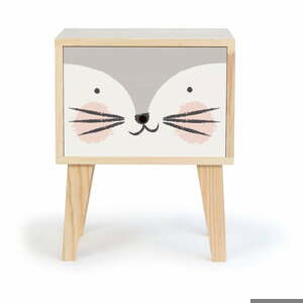Dětský noční stolek z borovicového dřeva The Wild Hug Kitten