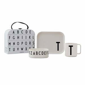 3dílný dětský jídelní set s kufříkem Design Letters Classics T