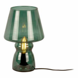 Tmavě zelená skleněná stolní lampa Leitmotiv Glass, výška 25 cm