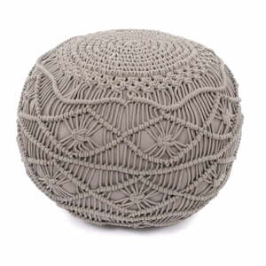 Světle šedý puf Tiseco Home Studio Macramé, výška 35 cm