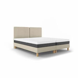 Béžová dvoulůžková postel Mazzini Beds Lotus, 140 x 200 cm