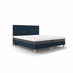 Tmavě modrá dvoulůžková postel Mazzini Beds Lotus, 140 x 200 cm