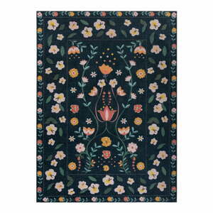 Tmavě modrý pratelný koberec 120x170 cm MATCH NORDIC FLORAL – Flair Rugs