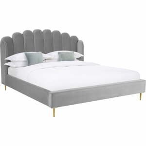 Šedá čalouněná postel Westwing Collection Glamour, 180 x 200 cm