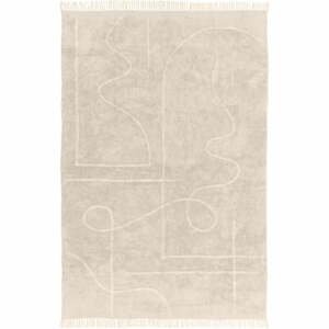 Béžový ručně tkaný bavlněný koberec Westwing Collection Lines, 200 x 300 cm