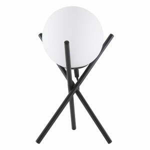 Černo-bílý stolní lampa se skleněným stínidlem Westwing Collection Erik, výška 33 cm