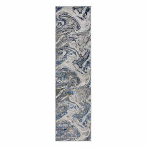 Modro-šedý běhoun Flair Rugs Marbled, 80 x 300 cm