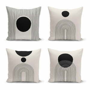 Černo-béžové povlaky na polštáře v sadě 4 ks 43x43 cm - Minimalist Cushion Covers