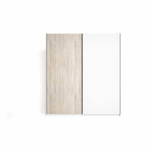 Bílá šatní skříň v dekoru dubu s posuvnými dveřmi 182x200 cm Sahara - Marckeric