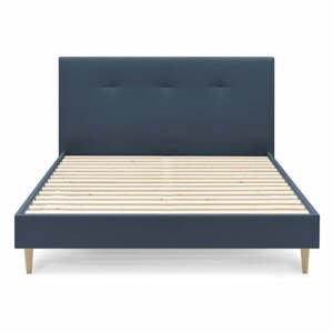 Tmavě modrá čalouněná dvoulůžková postel s roštem 180x200 cm Tory - Bobochic Paris