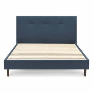 Tmavě modrá čalouněná dvoulůžková postel s roštem 180x200 cm Tory - Bobochic Paris