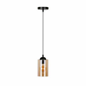 Černé závěsné svítidlo se skleněným stínidlem ø 10 cm Bistro – Candellux Lighting