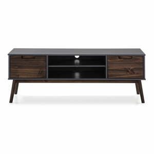 Antracitový/tmavě hnědý TV stolek z ořechového dřeva 140x52,5 cm Nussa – Marckeric