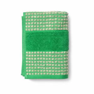 Zeleno-béžový ručník z bio bavlny 50x100 cm Check – JUNA