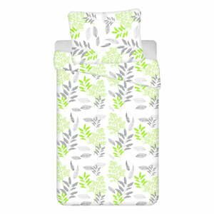Bílo-zelené 4dílné bavlněné povlečení na jednolůžko 140x200 cm Listera – Jerry Fabrics