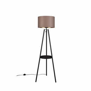 Černá stojací lampa s poličkou (výška 152 cm) Colette – Trio