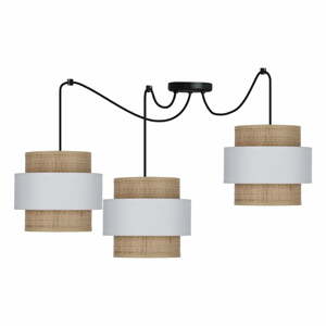 Závěsné svítidlo s ratanovým stínidlem v bílo-přírodní barvě ø 20 cm Rattan – Candellux Lighting