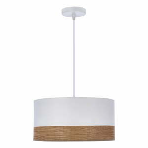 Bílé závěsné svítidlo se stínidlem z dýhy a textilu ø 30 cm Bianco – Candellux Lighting