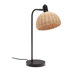 Stolní lampa s ratanovým stínidlem v černo-přírodní barvě (výška 56 cm) Damila – Kave Home