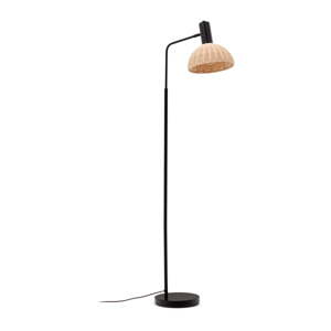 Stojací lampa s ratanovým stínidlem v černo-přírodní barvě (výška 157 cm) Damila – Kave Home