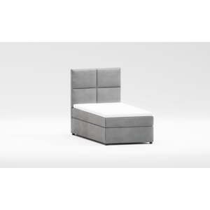 Světle šedá čalouněná jednolůžková postel s úložným prostorem s roštem 100x200 cm Lena – Ropez